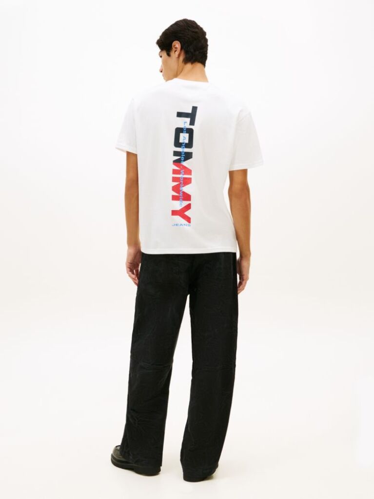 Άσπρο T-Shirt Σε Άνετη Γραμμή Με Λογότυπο Στην Πλάτη  Άνδρες