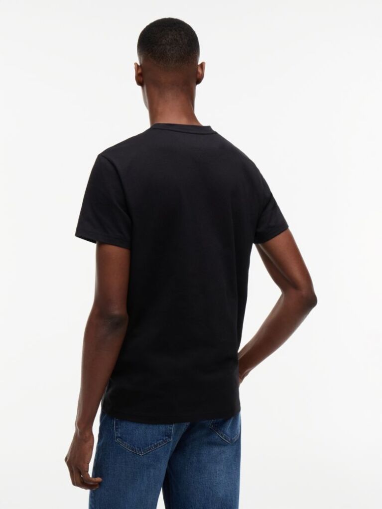 Μαύρο Slim Βαμβακερό T-Shirt Με Signature Λογότυπο  Άνδρες