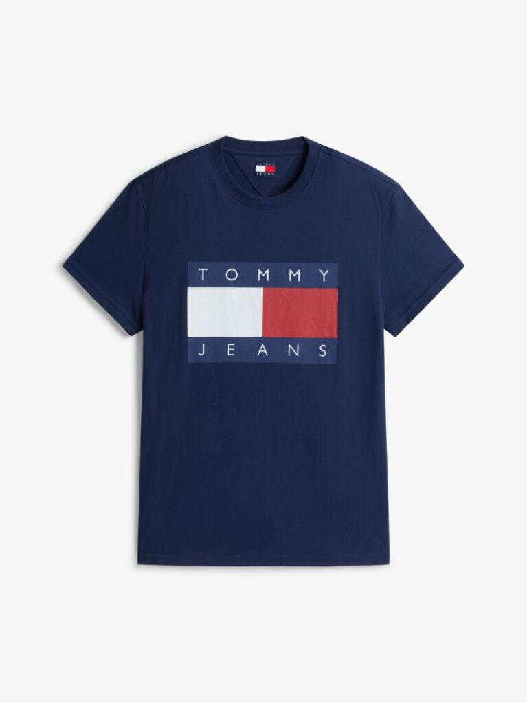 Μπλε T-Shirt Με Κλασική Λαιμόκοψη Και Σημαία  Άνδρες