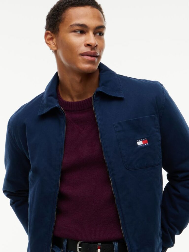 Blue Peached Twill Harrington Jacket  Men
