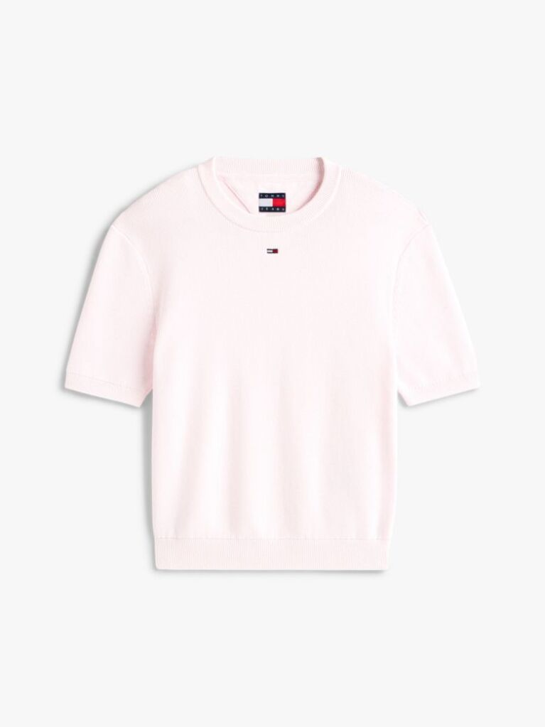 Ροζ Κοντομάνικο Πλεκτό Με Κεντητό Σημαιάκι  Γυναίκες