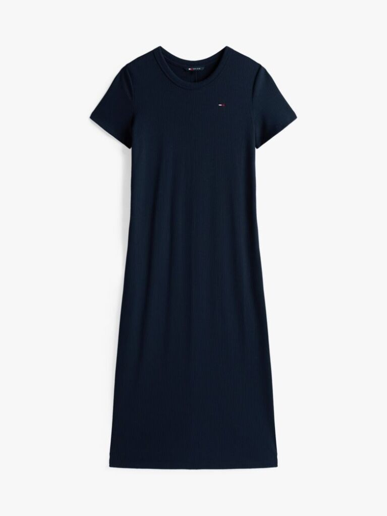 Blue Ribbed Bodycon Midi Dress  Women