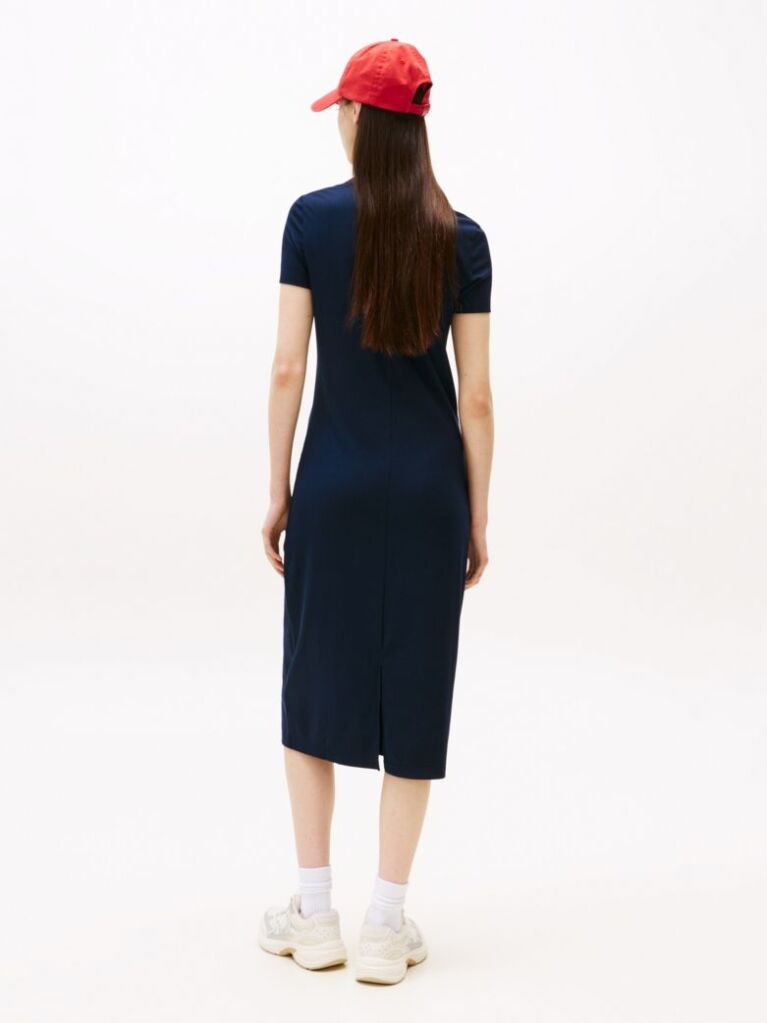 Blue Ribbed Bodycon Midi Dress  Women