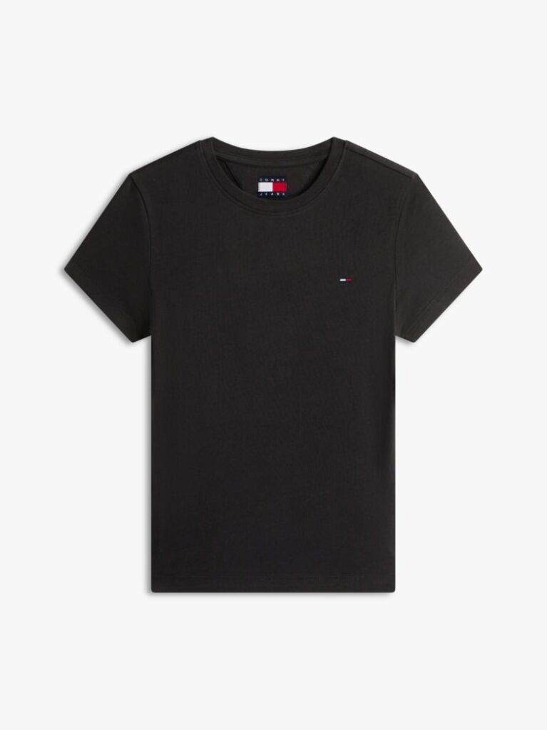 Μαύρο T-Shirt Με Κλασική Λαιμόκοψη Και Κεντητό Σημαιάκι  Γυναίκες