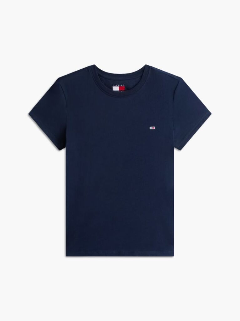 Μπλε T-Shirt Με Κλασική Λαιμόκοψη Και Κεντητό Σημαιάκι  Γυναίκες