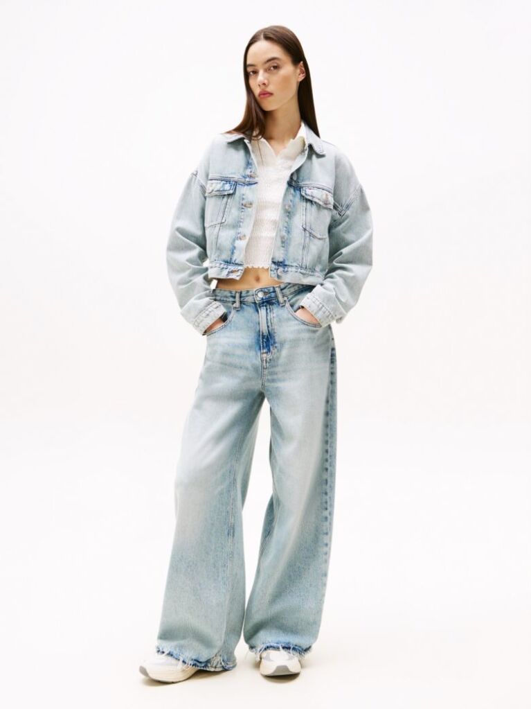 Denim Oversized Cropped Denim Trucker Τζάκετ  Γυναίκες