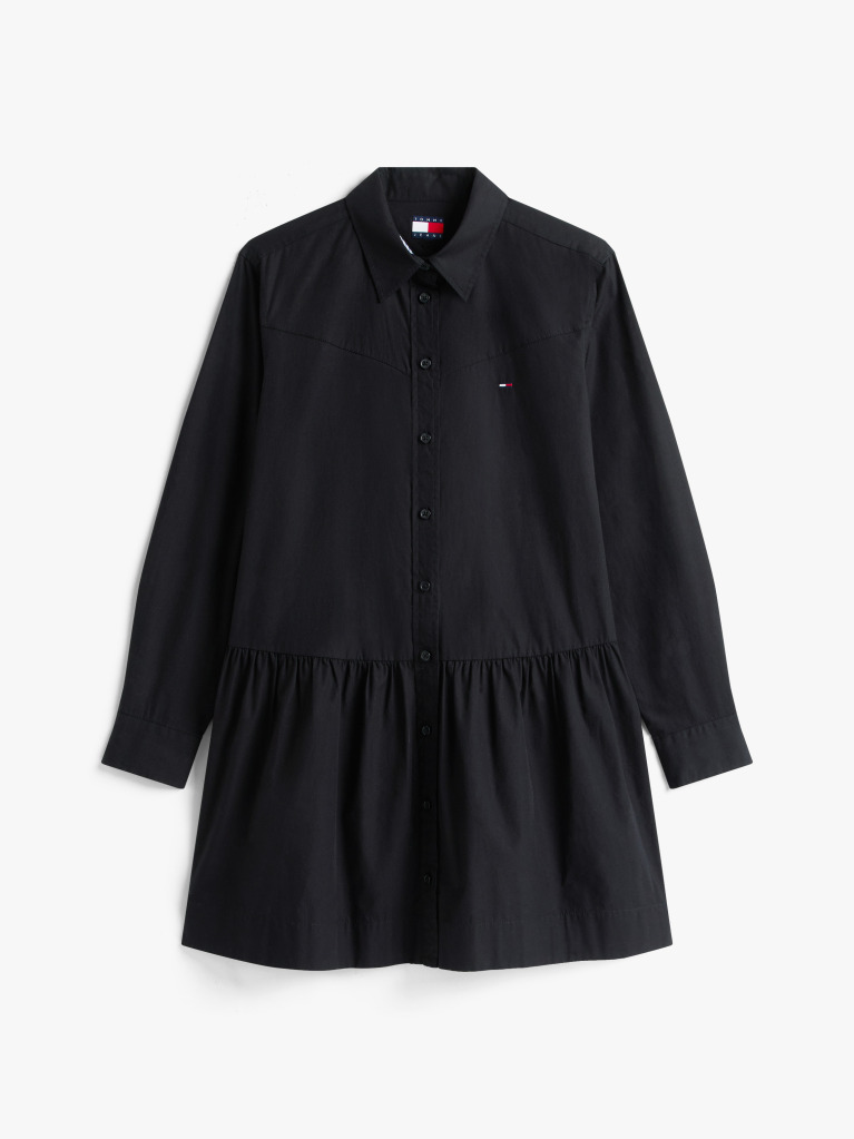 Black Poplin Mini Shirt Dress  Women