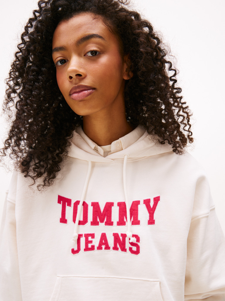 Άσπρο Varsity Hoody Σε Boxy Γραμμή Με Appliqué Λογότυπο  Γυναίκες