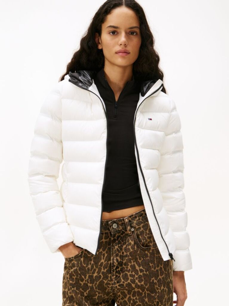 Beige Hooded Down Puffer Jacket  Women