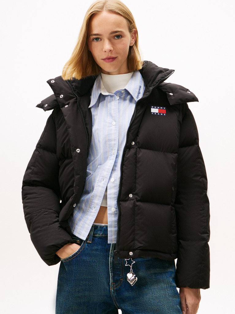 Black Down Hooded Alaska Puffer Jacket  Women