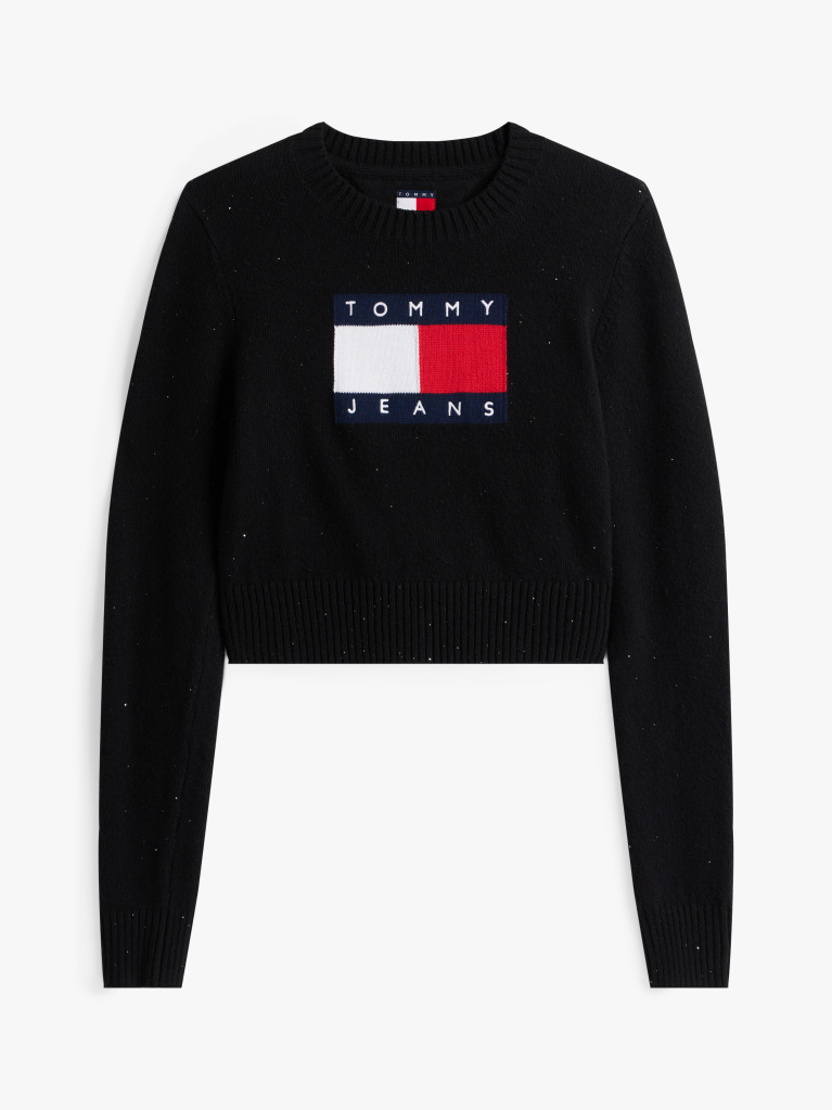 Μαύρο Πουλόβερ Σε Slim Γραμμή Με Σημαία Tommy  Γυναίκες