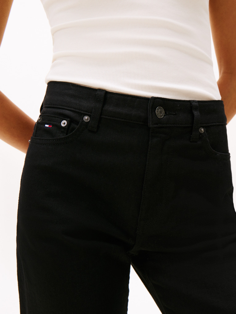Denim Μαύρο Slim Τζιν Σε Ίσια Γραμμή Με Κανονική Μέση  Γυναίκες