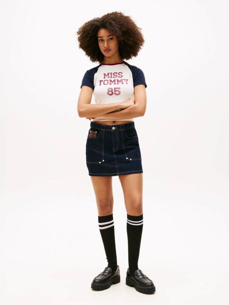 Denim Denim Ίσια Μίνι Φούστα Με Κεντητό Σημαιάκι  Γυναίκες
