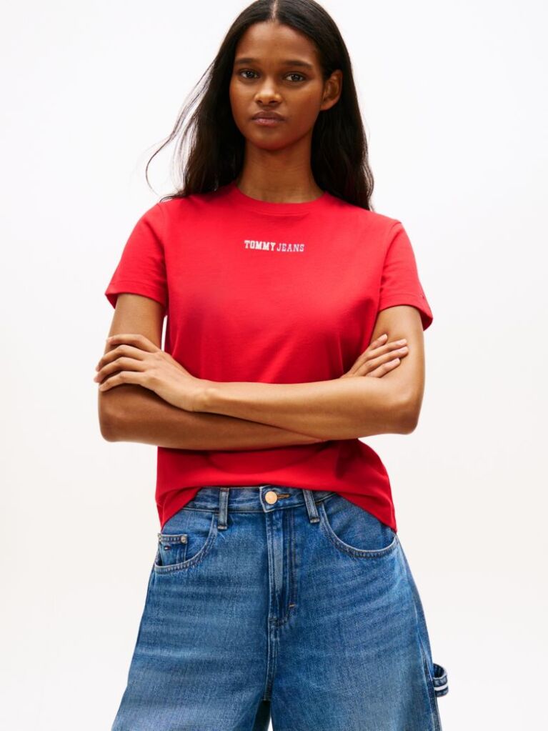 Κόκκινο T-Shirt Με Λογότυπο Και Κλασική Λαιμόκοψη  Γυναίκες