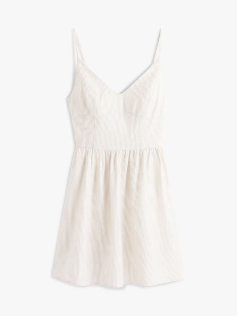 Beige Extra Slim Linen Blend Mini Skater Dress  Women