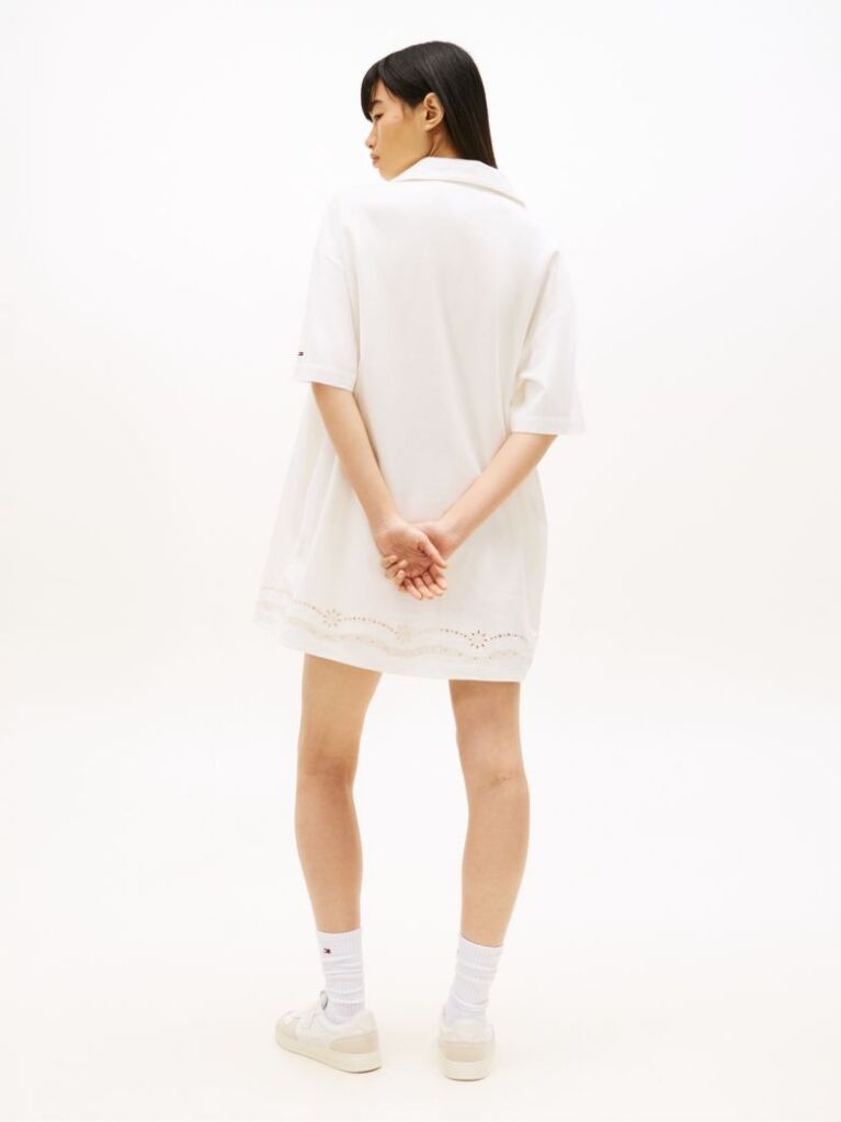 Beige Broderie Anglaise Relaxed Mini Shirt Dress  Women