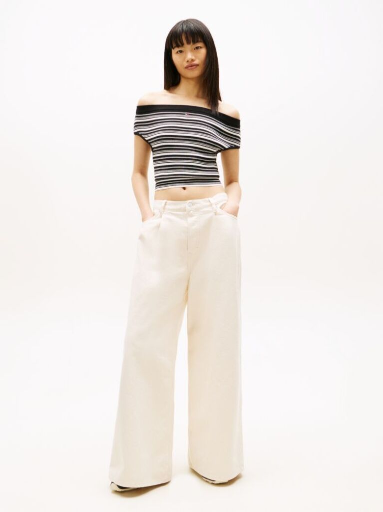 Denim Loose Ίσιο Παντελόνι Με Κανονική Μέση Και Πιέτες  Γυναίκες