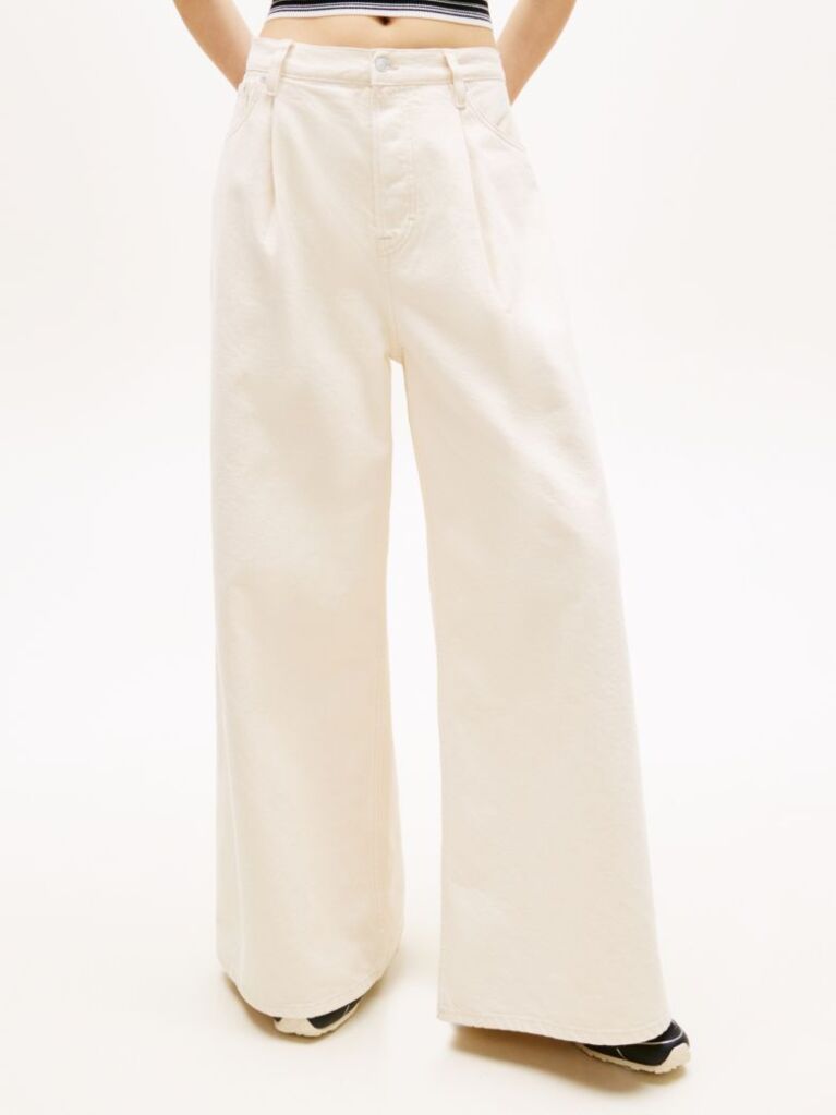 Denim Loose Ίσιο Παντελόνι Με Κανονική Μέση Και Πιέτες  Γυναίκες