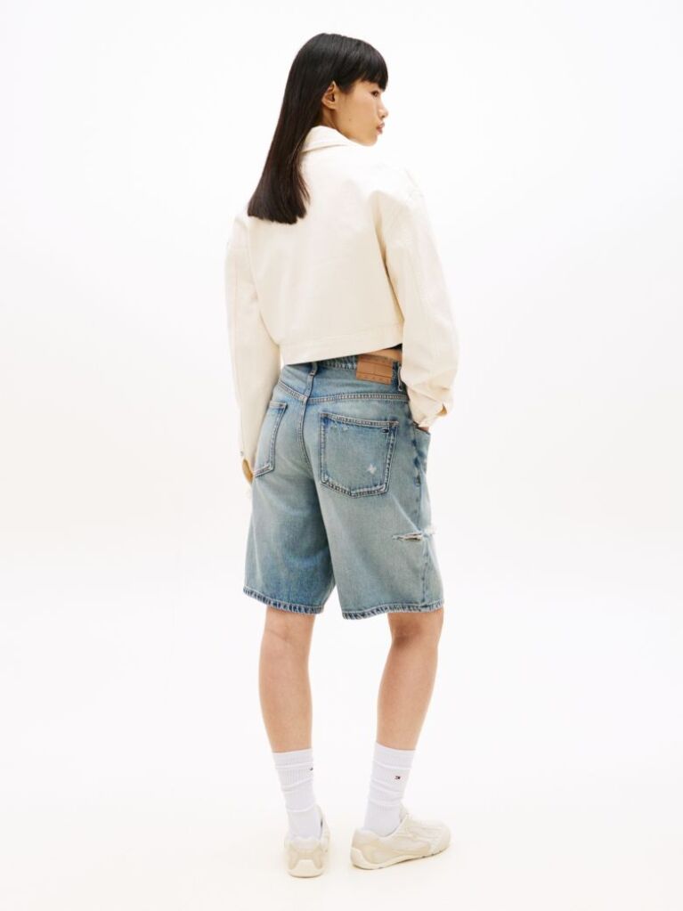 Denim Zip-Thru Cropped Denim Jacket  Women