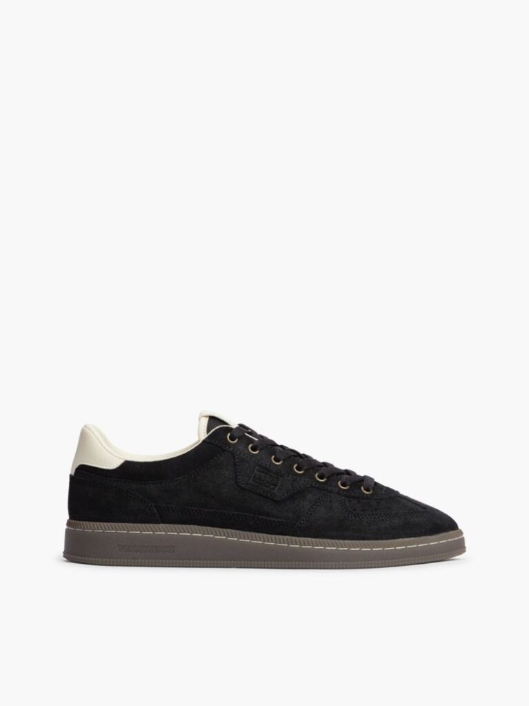 Black The Greenwich Logo Suede Court Sneakers  Men