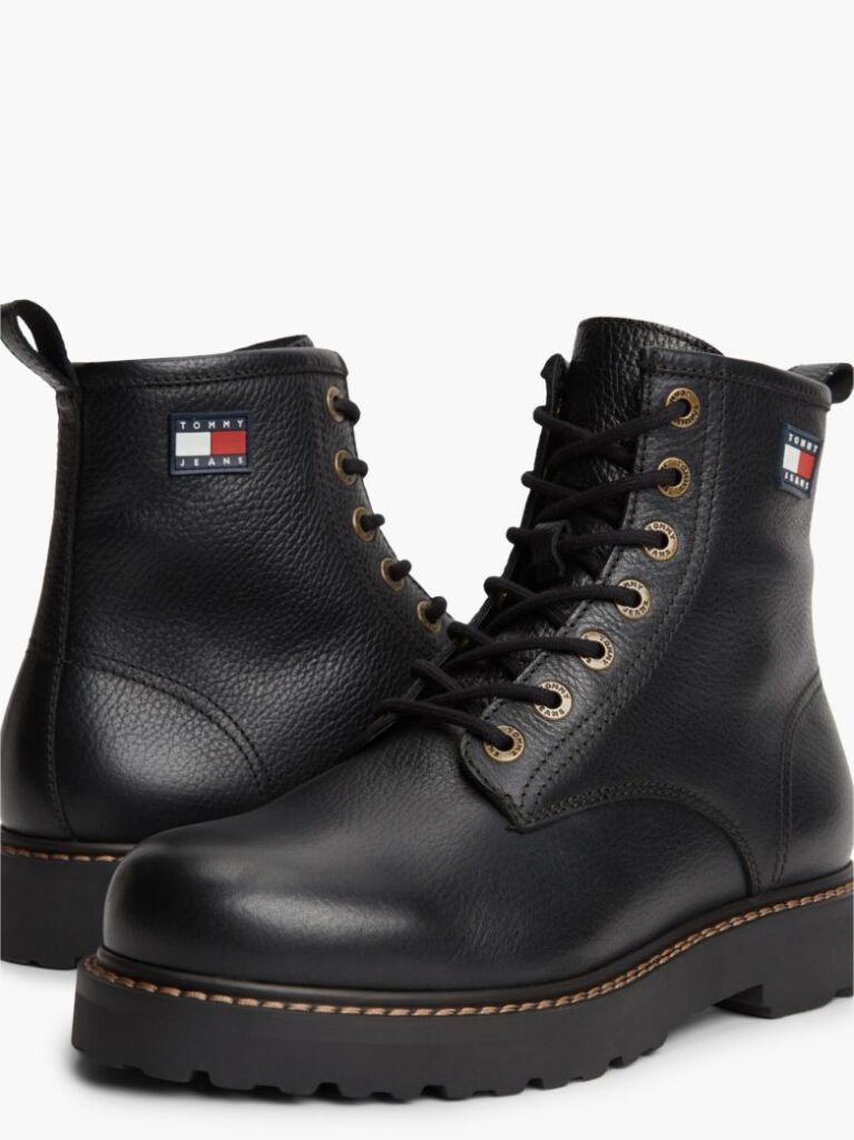 Black Archive Warm Lined Leather Lace-Up Boots  Men