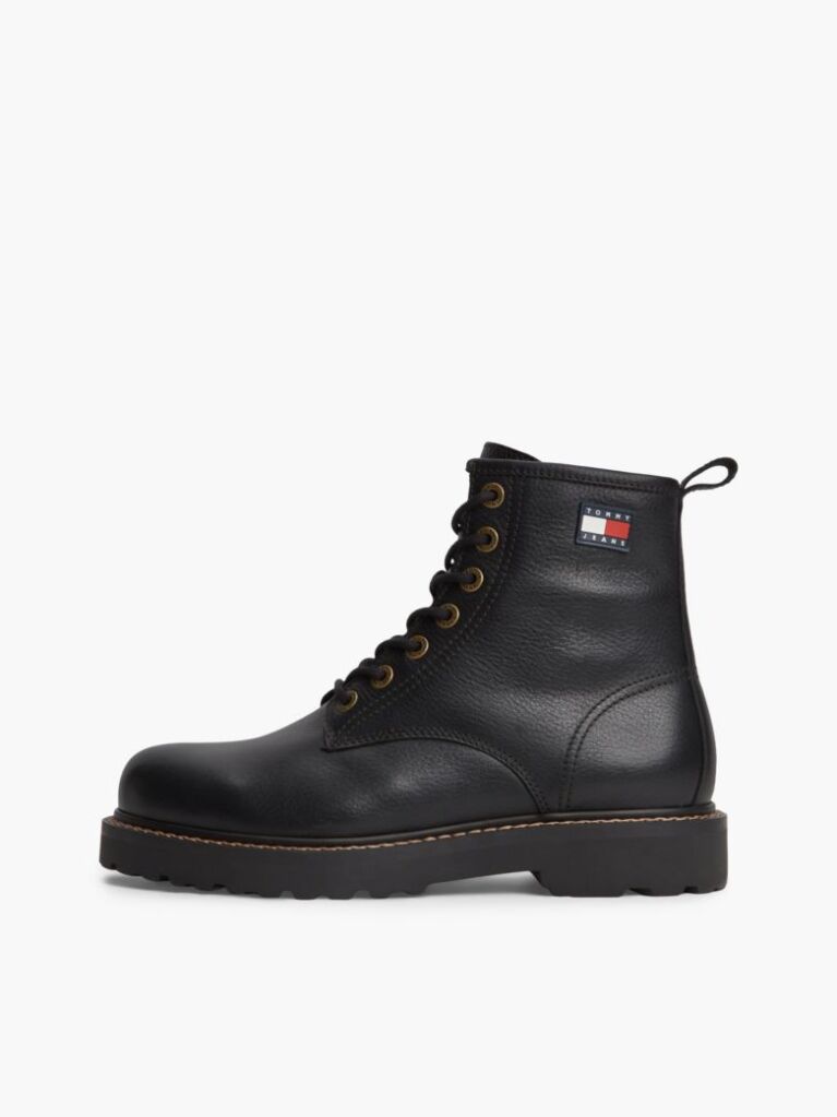 Black Archive Warm Lined Leather Lace-Up Boots  Men