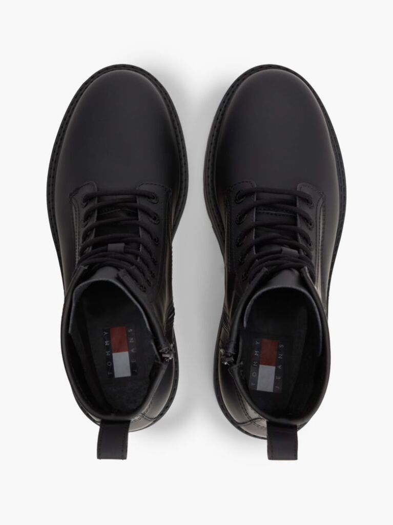 Black Archive Leather Lace-Up Mid Boots  Men