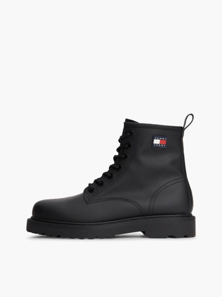 Black Archive Leather Lace-Up Mid Boots  Men