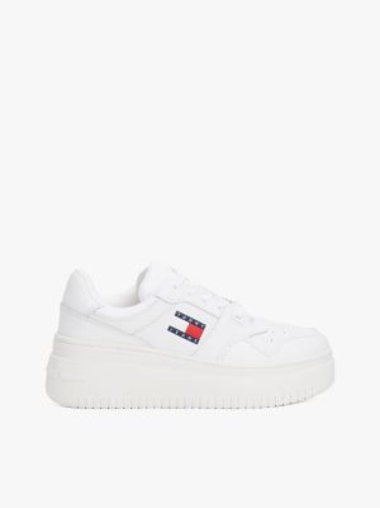 Άσπρο Essential Ρετρό Δερμάτινα Sneakers Με Σόλα Flatform  Γυναίκες