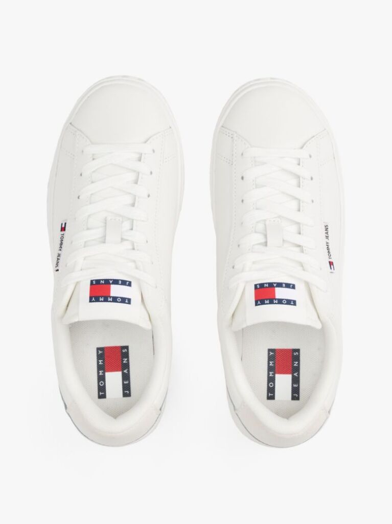 Άσπρο Essential Δερμάτινα Sneakers Με Λεπτομέρειες Σε Αντίθεση  Γυναίκες