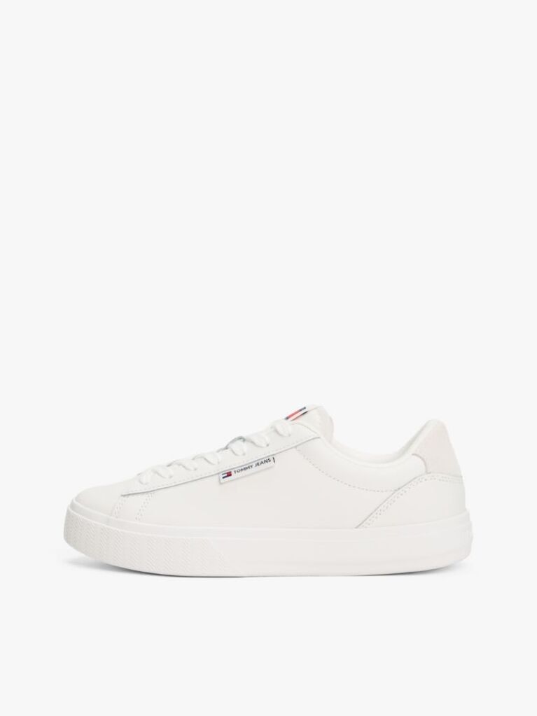 Άσπρο Essential Δερμάτινα Sneakers Με Λεπτομέρειες Σε Αντίθεση  Γυναίκες