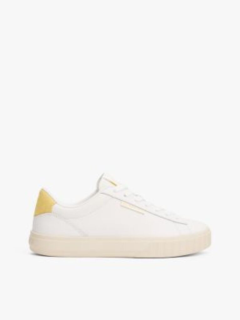 Κίτρινο Essential Δερμάτινα Sneakers Με Λεπτομέρειες Σε Αντίθεση  Γυναίκες