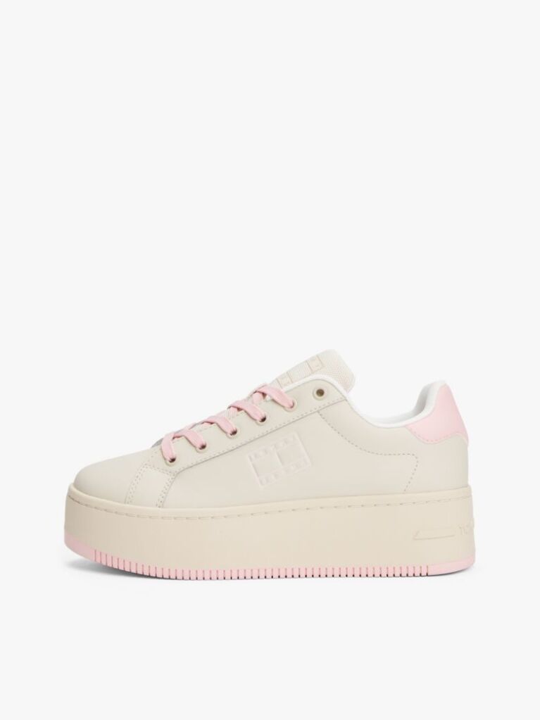 Ροζ Essential Δερμάτινα Sneakers Με Σόλα Flatform  Γυναίκες