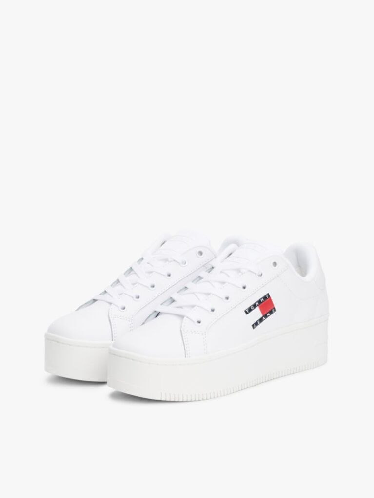 Άσπρο Essential Δερμάτινα Sneakers Με Σόλα Flatform  Γυναίκες