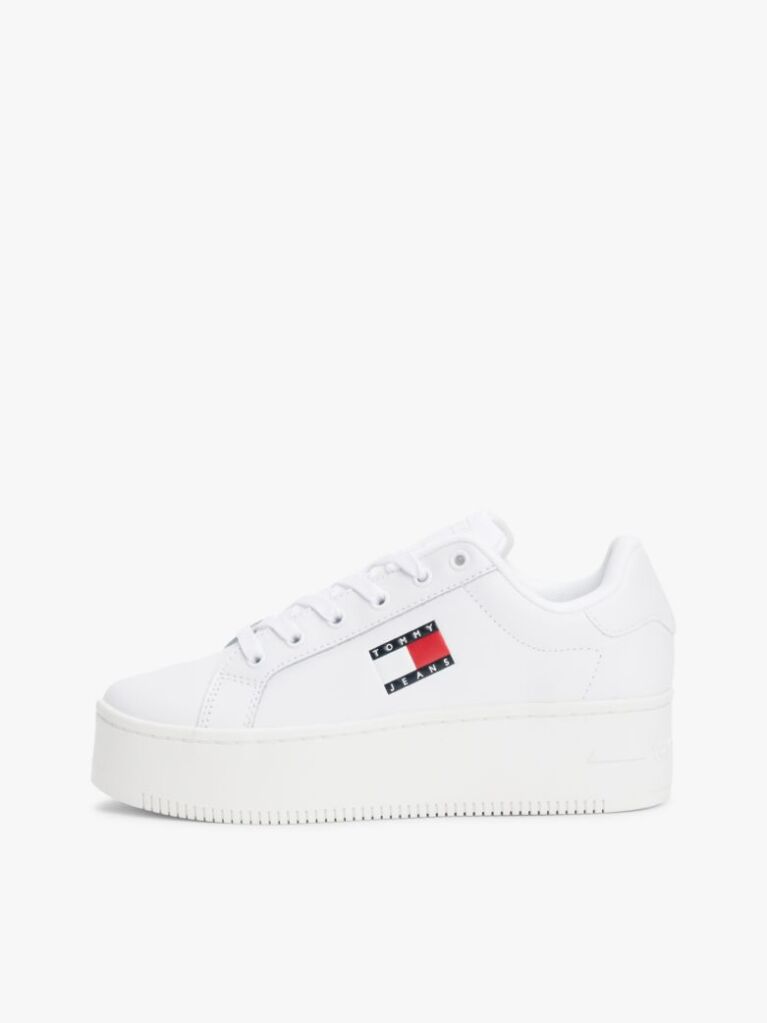 Άσπρο Essential Δερμάτινα Sneakers Με Σόλα Flatform  Γυναίκες