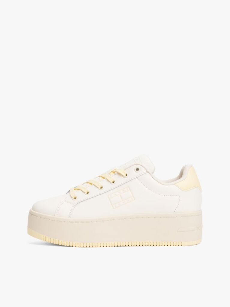 Άσπρο Essential Δερμάτινα Sneakers Με Σόλα Flatform  Γυναίκες