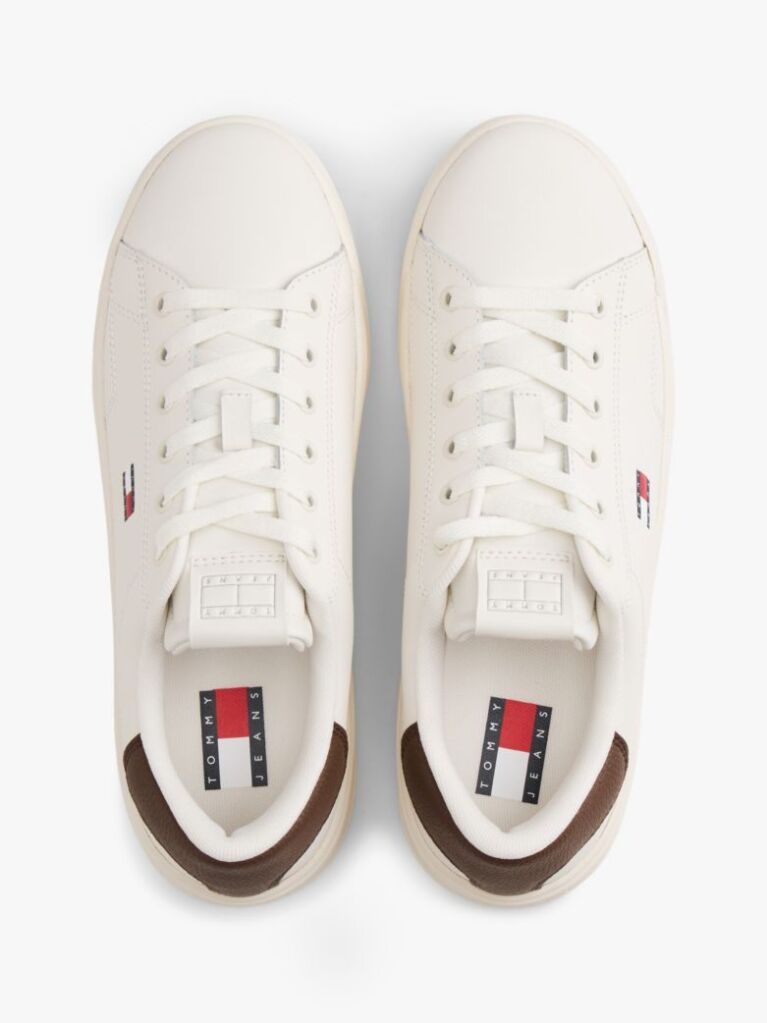 Μπεζ Δερμάτινα Sneakers Με Ανάγλυφο Λογότυπο  Γυναίκες