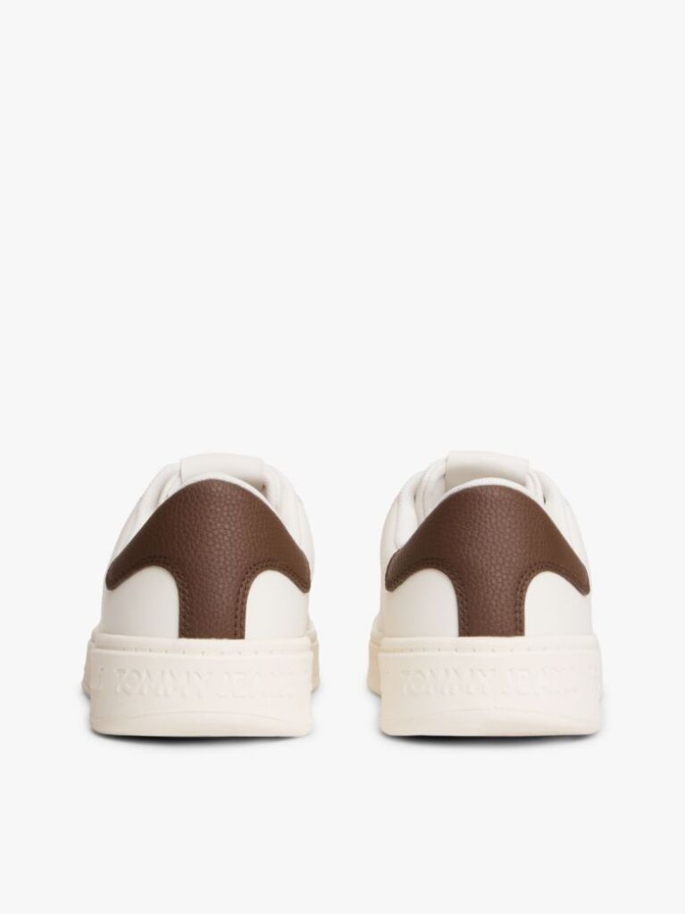 Μπεζ Δερμάτινα Sneakers Με Ανάγλυφο Λογότυπο  Γυναίκες