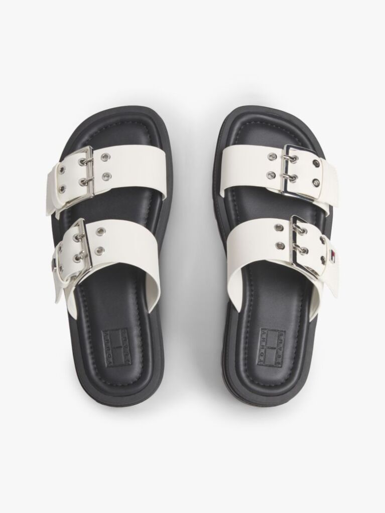 White Chunky Cleat Double Buckle Sandals  Women