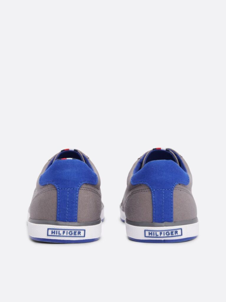 Grey Canvas Lace Up Trainers  Men