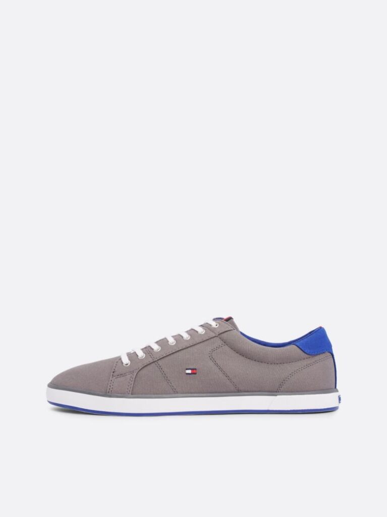 Grey Canvas Lace Up Trainers  Men