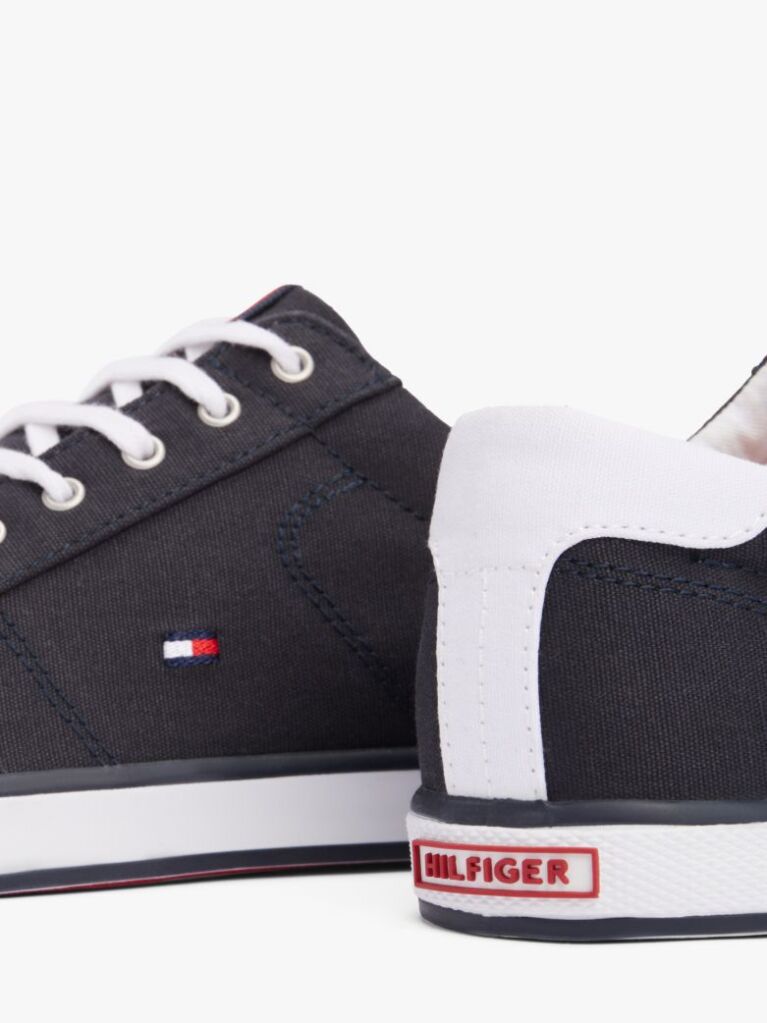 Blue Canvas Lace Up Trainers  Men