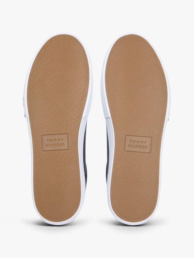 Μαύρο Δερμάτινα Sneakers Με Σόλα Σε Αντίθεση  Άνδρες