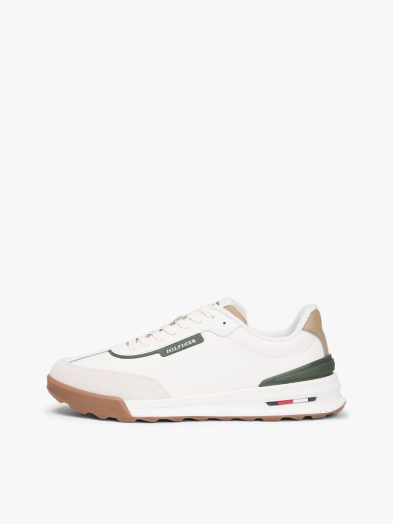 Μπεζ Δερμάτινα Ρετρό Sneakers Με Μίξη Υφών  Άνδρες