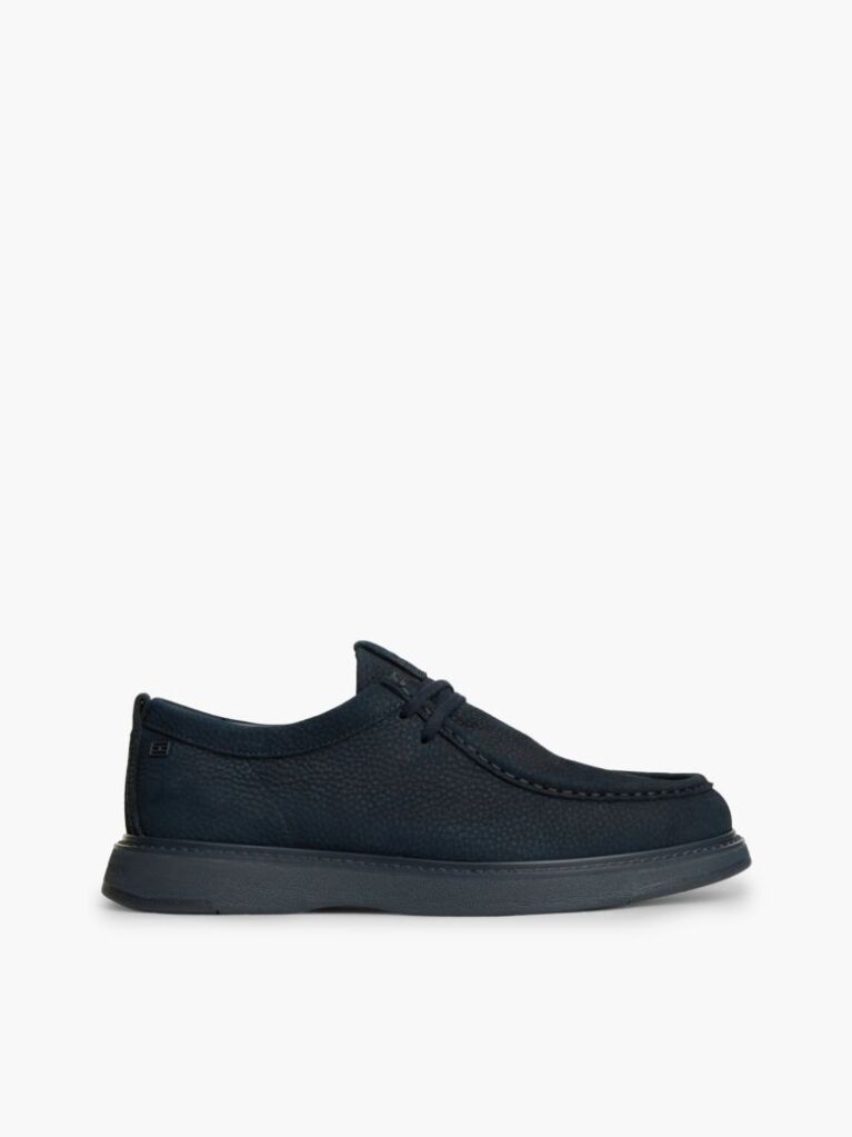 Μπλε Δερμάτινα Δετά Loafers Με Moc Μύτη  Άνδρες