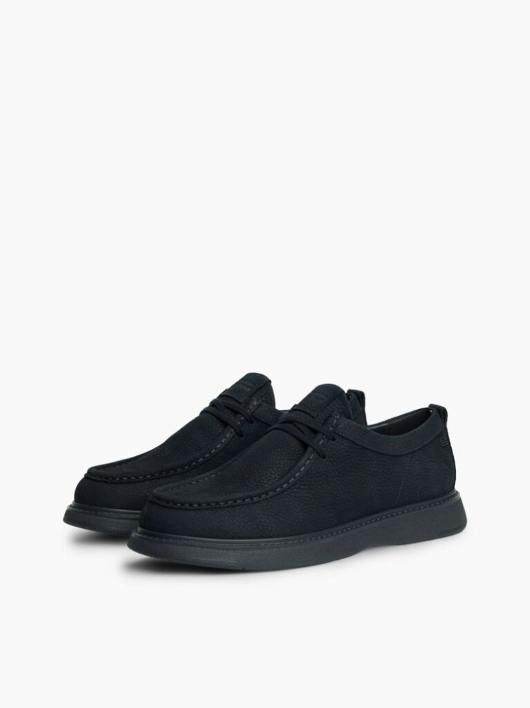 Μπλε Δερμάτινα Δετά Loafers Με Moc Μύτη  Άνδρες