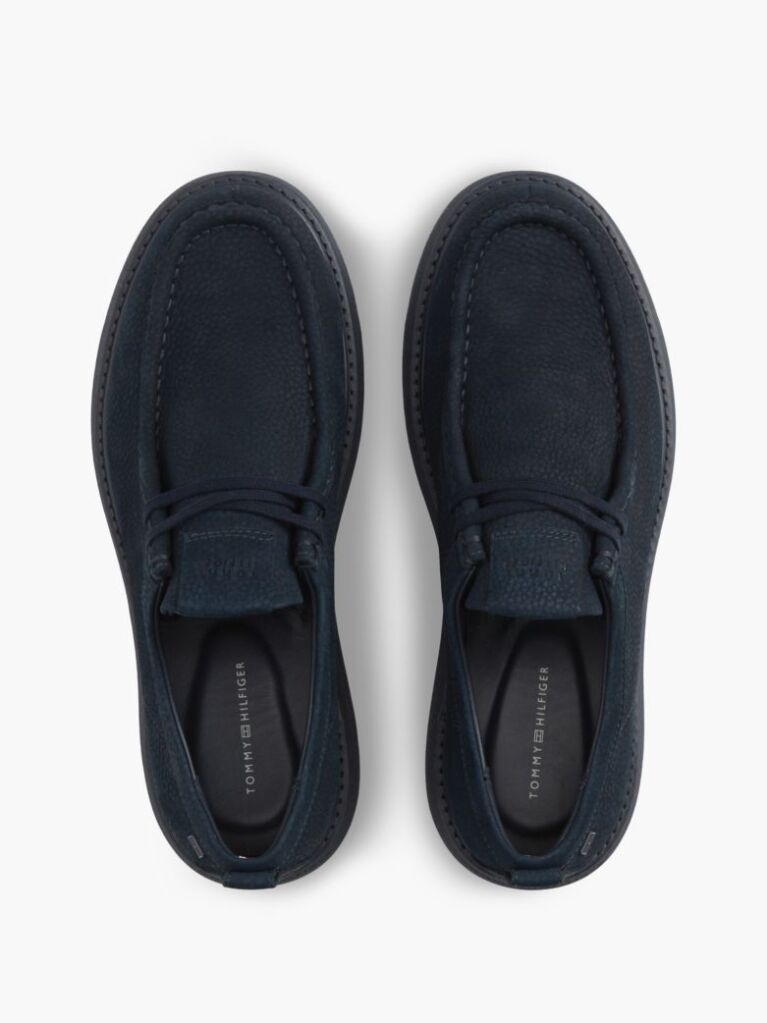 Μπλε Δερμάτινα Δετά Loafers Με Moc Μύτη  Άνδρες