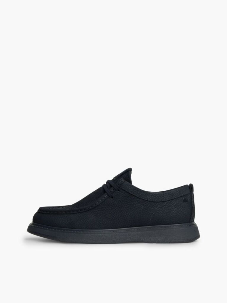 Μπλε Δερμάτινα Δετά Loafers Με Moc Μύτη  Άνδρες