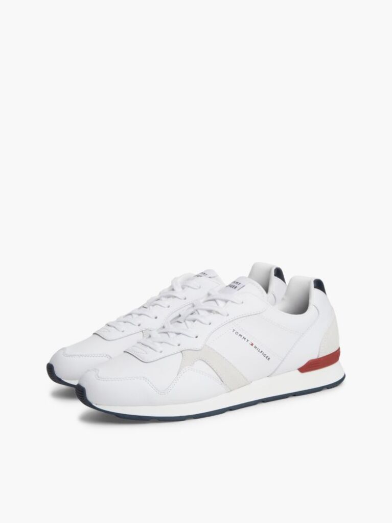Άσπρο Δερμάτινα Sneakers Με Ανάγλυφο Λογότυπο  Άνδρες