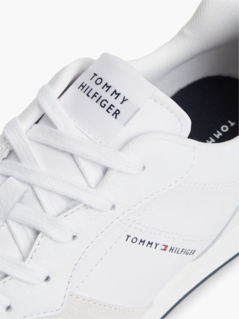 Άσπρο Δερμάτινα Sneakers Με Ανάγλυφο Λογότυπο  Άνδρες